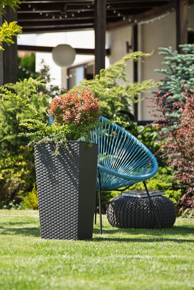 MELTOM Vaso per piante in plastica in rattan con inserto rimovibile alto (grafite, 3XL-75 cm)