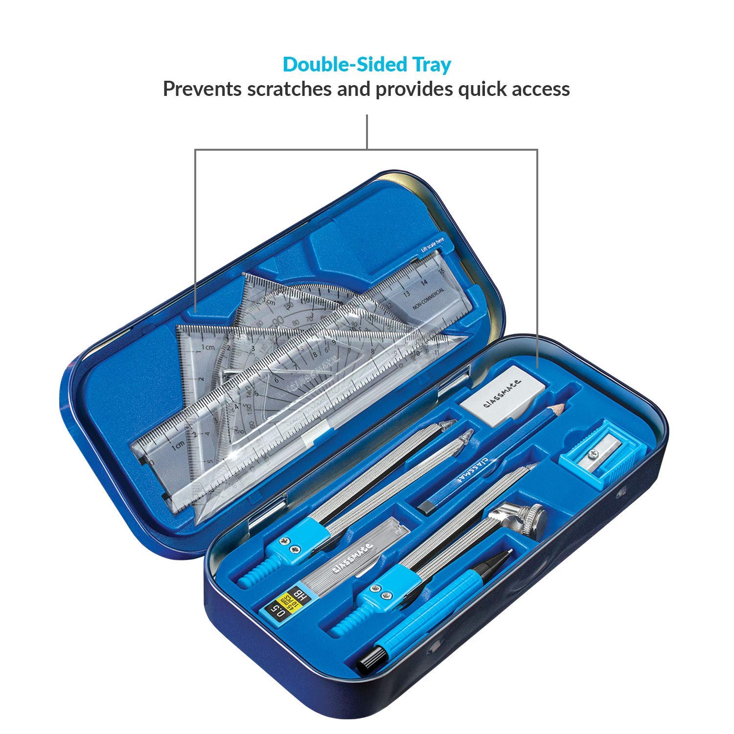 Classmate Archimedes Mathematical Drawing Box | Die- Cast Compass | Mechanical Pencil | Classmate Premium Geometry Box Archimedes, Ink black