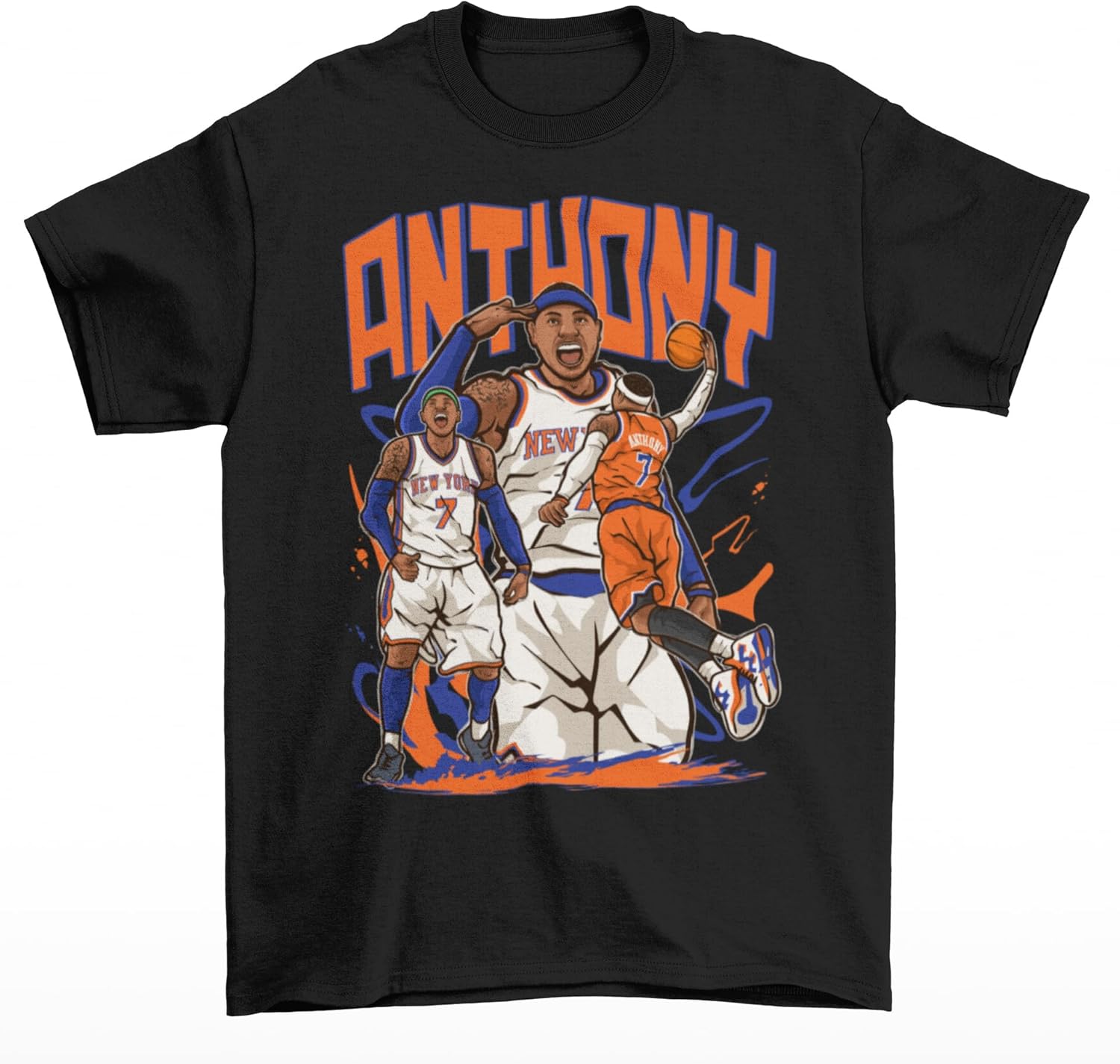 Carmelo Anthony Cartoon Style New York Basketball T-Shirt
