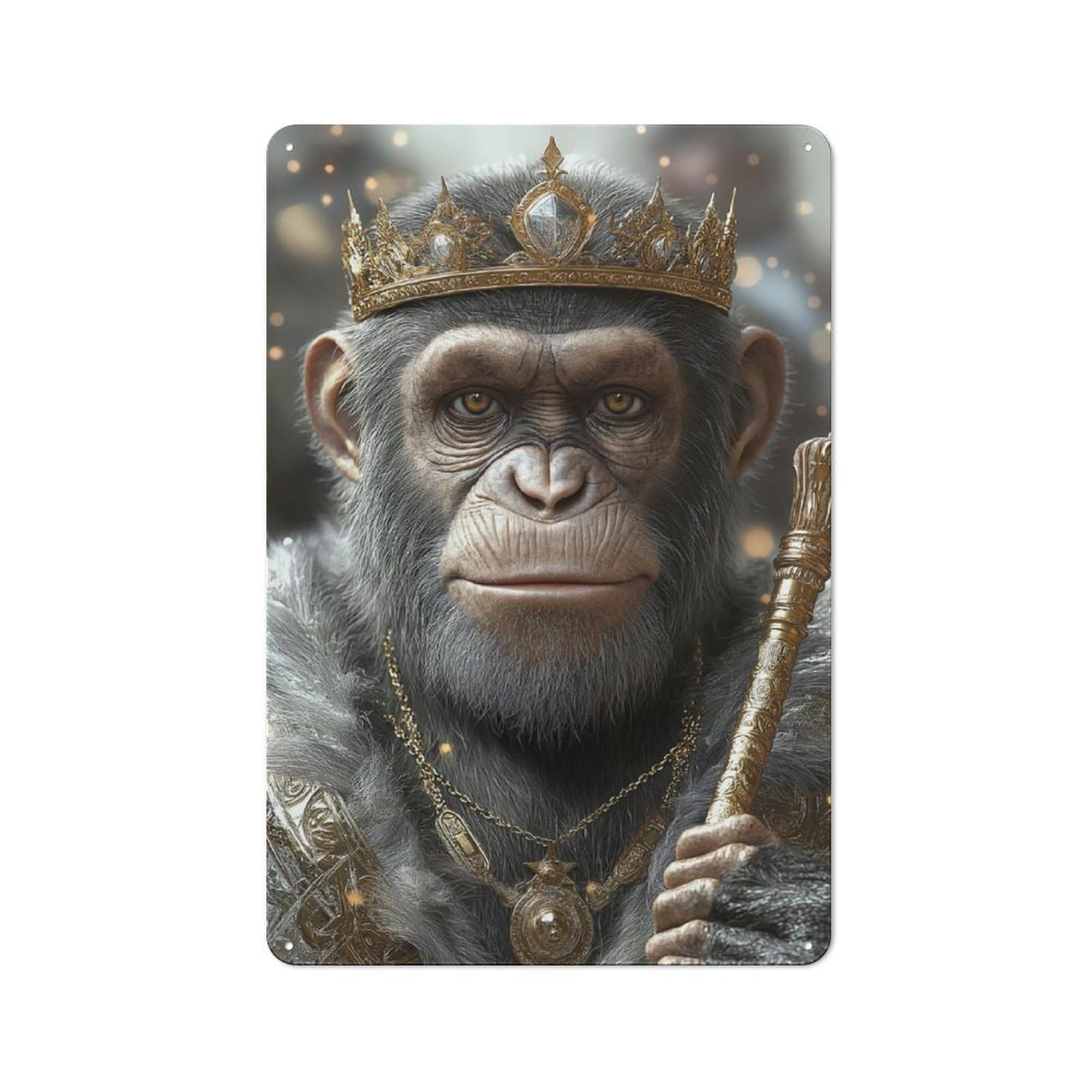Junmoney Chimpanzee King Metal Wall Sign 30X20cm Featuring For Bar Or Restaurant, For Bar Decor Enthusiasts