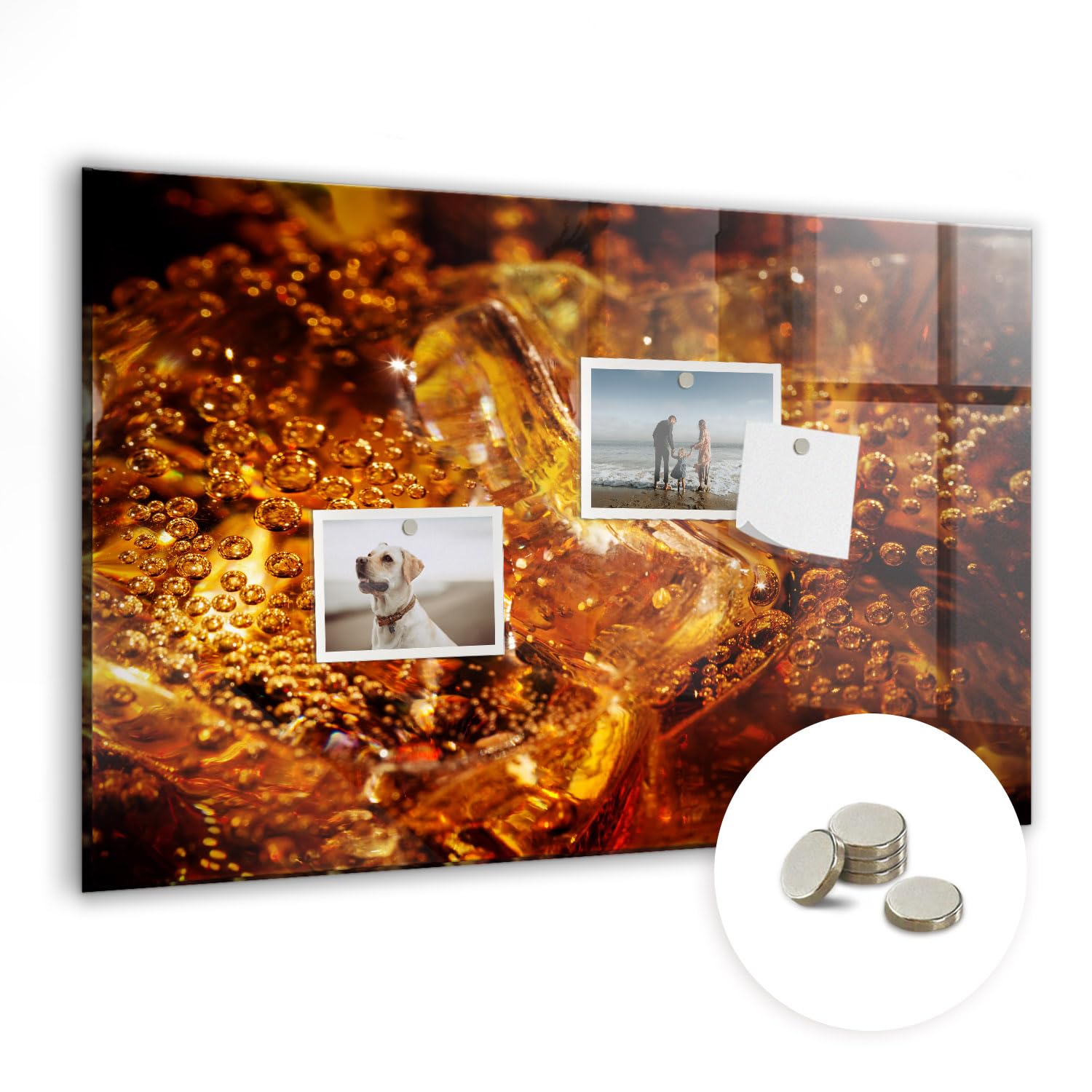 Design Glas-Magnettafel mit Magnet-Set | Schreibtafel Glas | Leicht zu reinigen, langlebig & stilvoll | Ideal für Termine, Ideen & Familienplanung - 60x40cm Zoom-Getränk