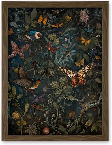 Miniatura 7 de William Morris Style - Póster decorativo para pared, diseño de pájaros y mariposas, papel grueso, 18 x 24 pulgadas