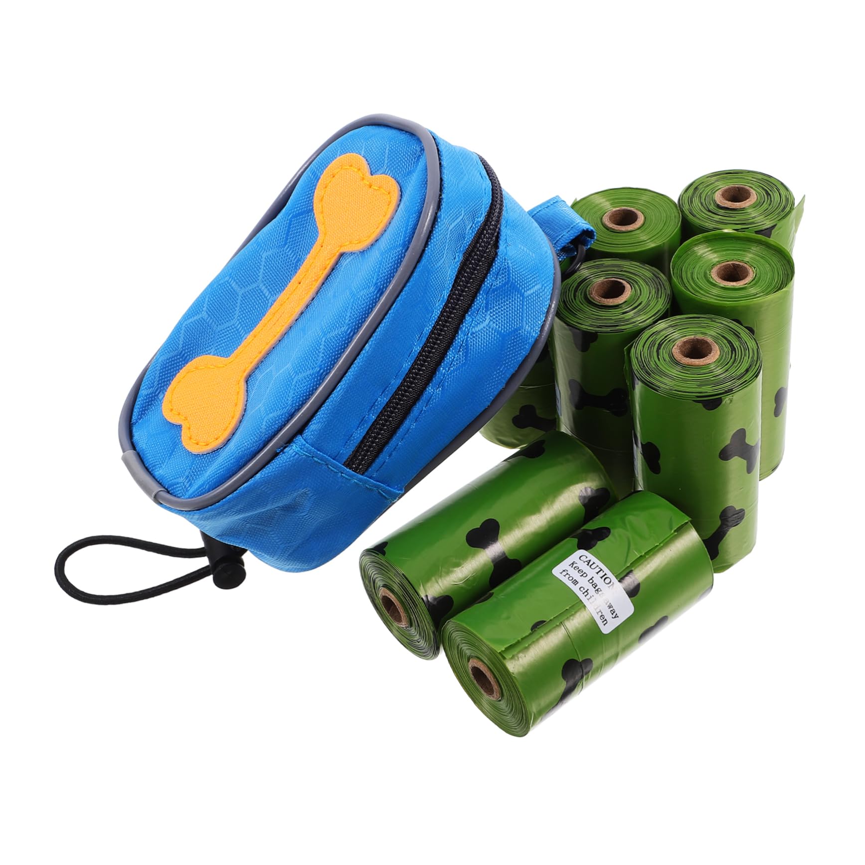 WOONEKY Set de 8 Rollos de Bolsas para Excrementos de Perro con Dispensador Portátil de Tela Oxford y Punto de Ruptura Predefinido para Dueños de Mascotas