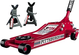Pittsburg 3 Ton Low Profile Floor Jack and Jack Stands Set Combo with Rapid Pump Quick Lift - coolthings.us