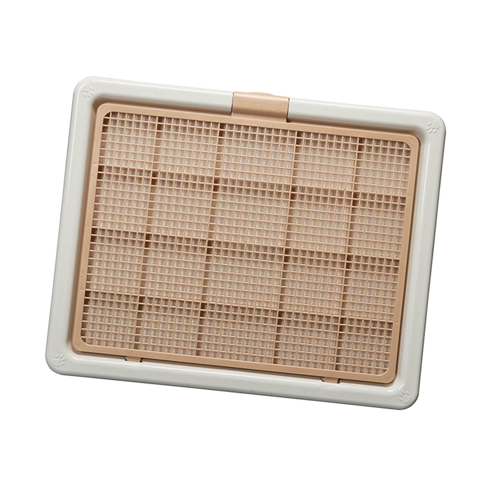 Bac à Litière pour Chat, Aide à L'apprentissage de La Propreté pour Chiens, Facile à Nettoyer, en Polypropylène, avec Grille Amovible, Con, Café au Lait