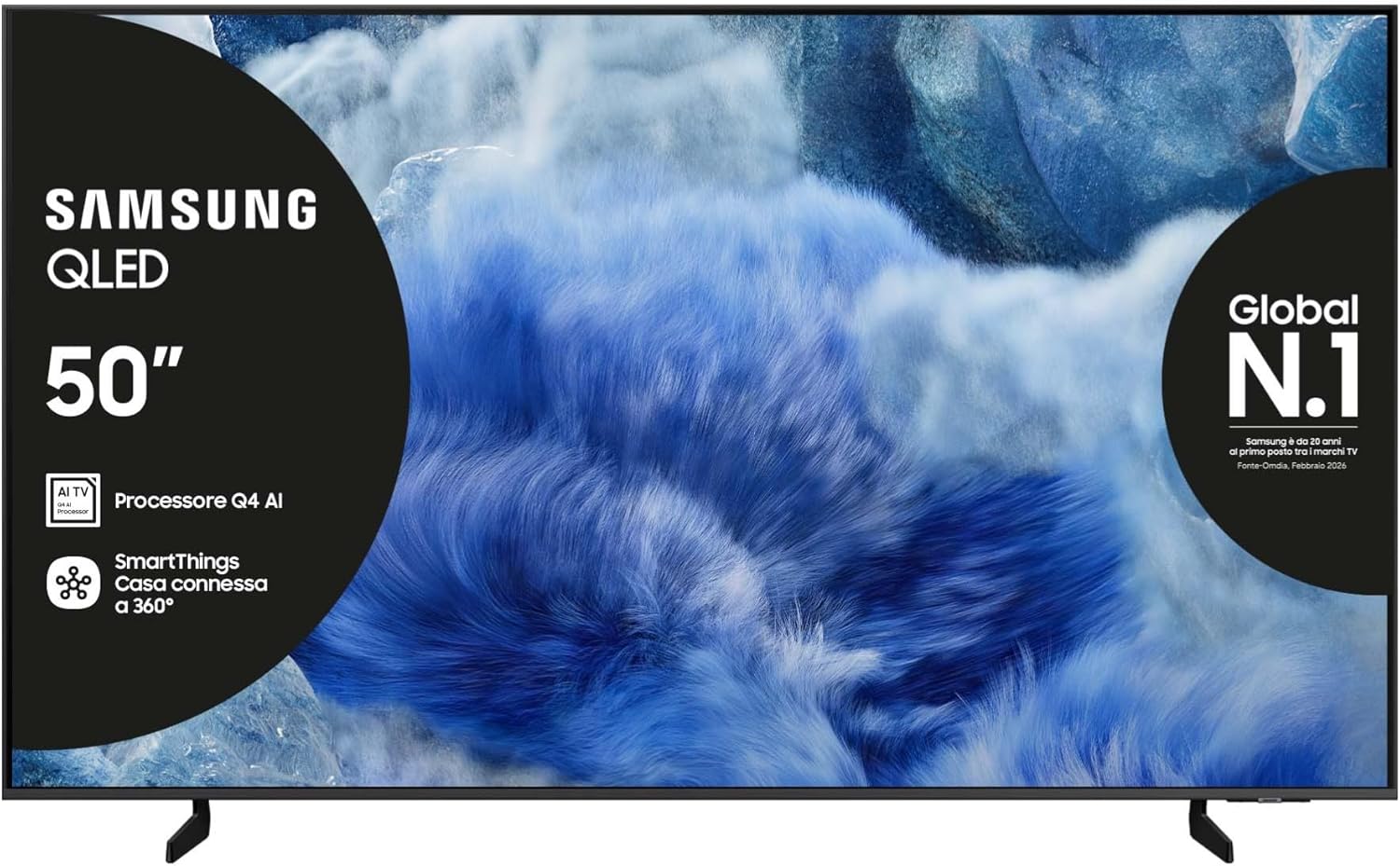 Samsung QLED 4K Vision AI Smart TV 50'' QE50Q8FAAUXZT, Q8F, Q4 AI Processor, 4K Upscaling, OTS Lite, Air Slim Design, 100% di Volume Colore con Quantum Dot, PACCHETTO INTRATTENIMENTO, 2025