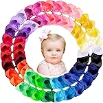 Oaoleer 30 Colors Grosgrain Ribbon Hair Accessories - 3 Inch Bows, Clips, Barrettes, and Alligator Clips for Girls, Toddlers, Kids, and Teens