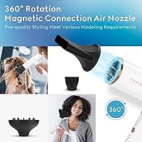 Vista 4 de IG INGLAM - Secador de pelo con difusor, motor profesional de alta velocidad sin escobillas, iones negativos, temperatura constante de bajo ruido, 3