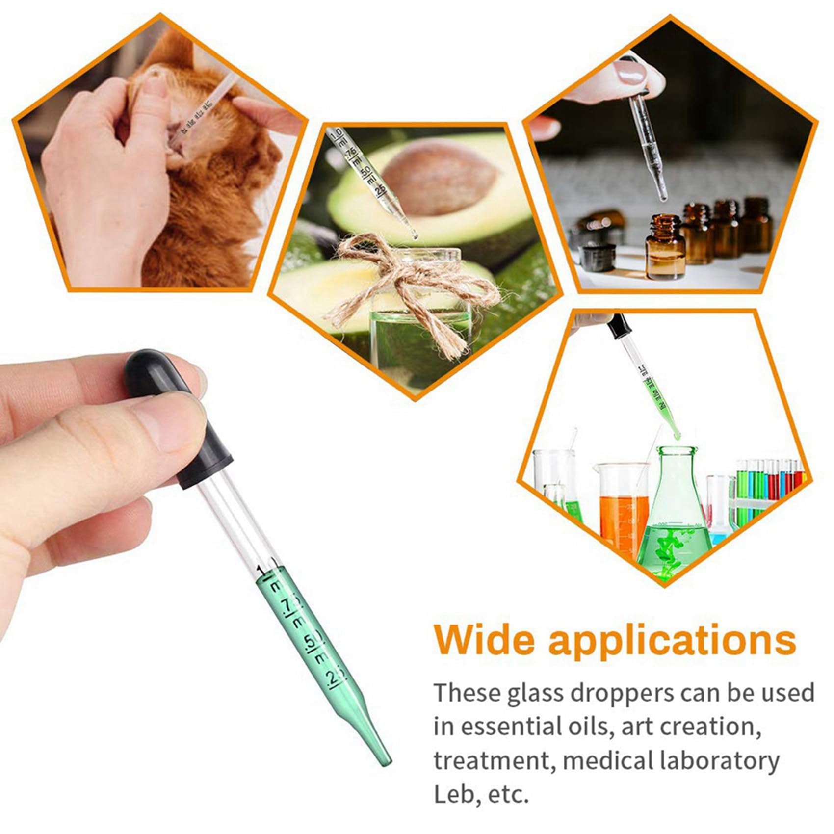 200 cuentagotas de vidrio de 1 ml, pipetas cuentagotas con bombilla de succión negra, para maquillaje líquido artístico, estilo de punta recta