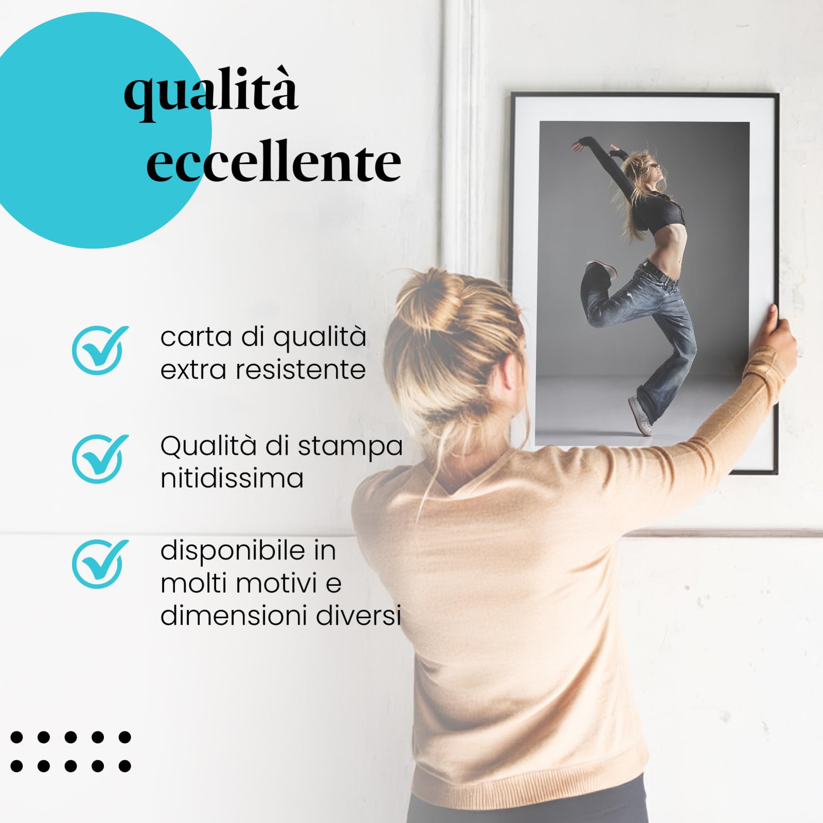 Postereck - 0799 - Hip hop, donna che balla musica street dance ballerina - Decorazione da Parete, Stampa Fotografica, Idea Regalo, Quadri - Tela - 100,0 cm x 75,0 cm