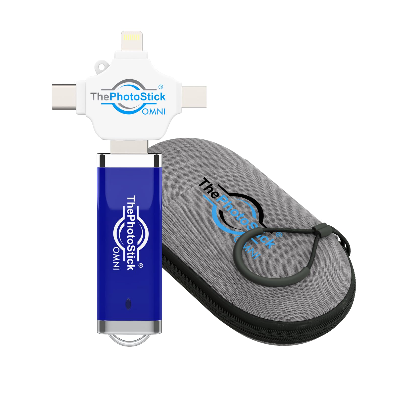 ThePhotoStick® Omni 256GB + Protective Case | Secure Photo & Video Backup and Transfer | Digital File Organization | USB & Multiport Connection for Phones, Tablets and Computers | Water Resistant Case