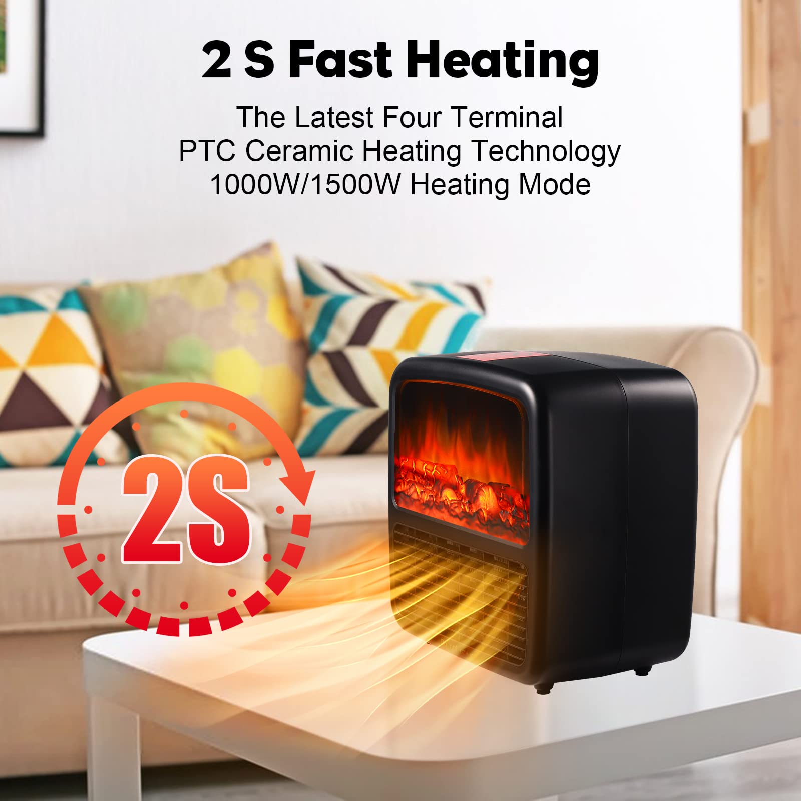 Amazon.com: MACALOCA Space Heater, 1500W/1000W Space Heaters for Indoor  Use, Energy Efficient Fireplace Dynamic Flame Small Space Heater,PTC  Ceramic Fast Heating Portable Space Heater for Office,Home,Bedroom,Desk :  Home u0026 Kitchen