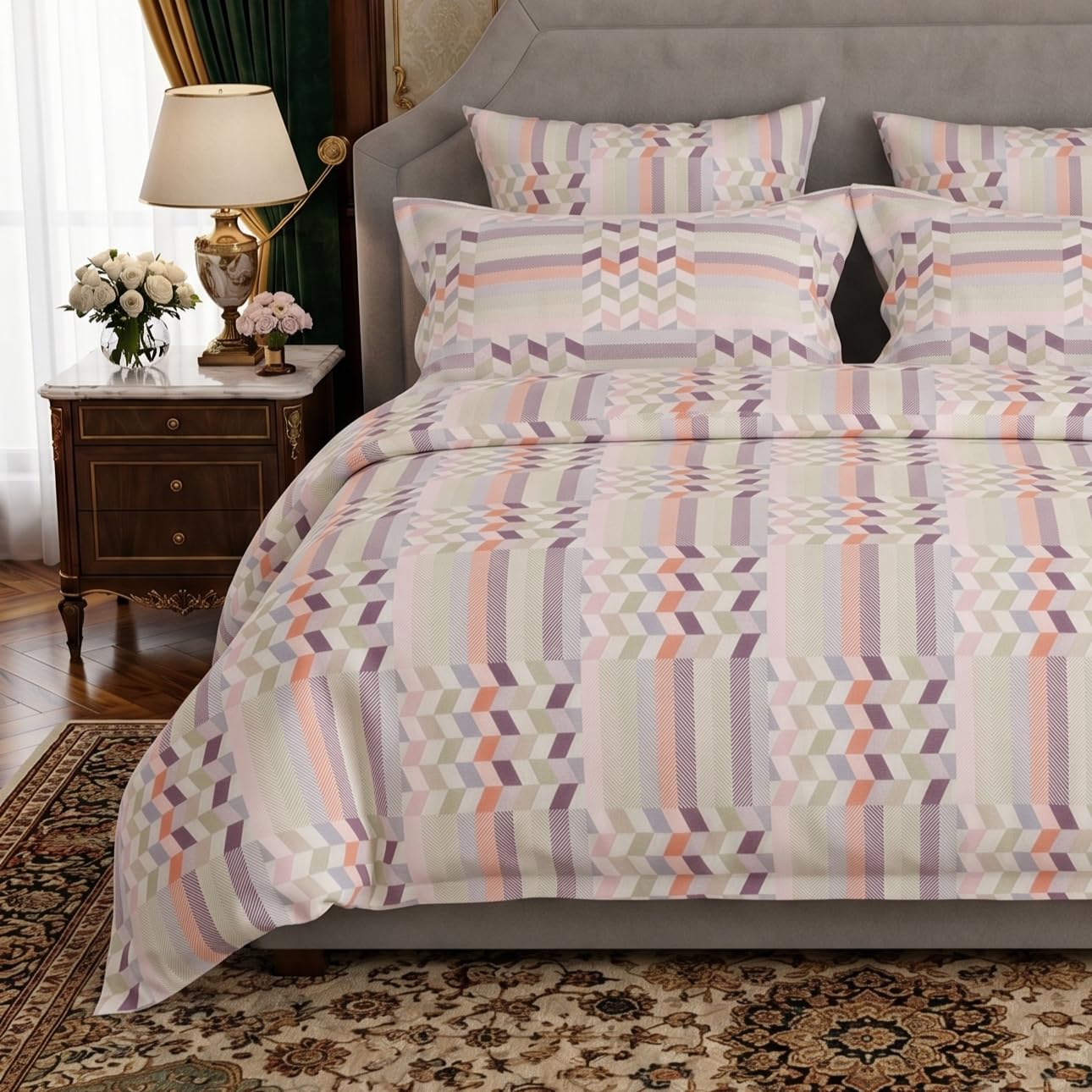 Bombay Dyeing King Size Bedsheet with 2 Pillow Covers - 180 TC, 100% Cotton - Vibrant Fade Resistant Prints - Soft Breathable Wrinkle Free - Machine Washable - F05-image-41