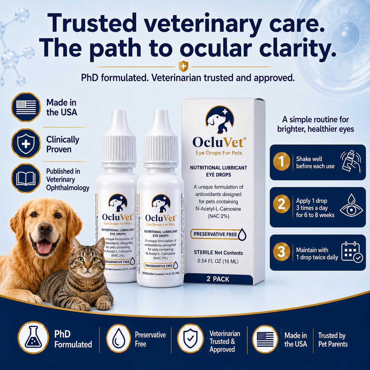 OcluVet Pet Eye Drops for Dogs & Cats, 2% NAC, 16 mL, 2-Pack — Amazon image 3