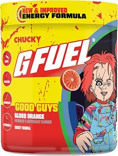 Chucky Good Guys 2.0 Energy Drink Powder, Pre Workout Caffeine Mix for Gaming, Sugar Free Focus Amino, Vitamin + Antioxidants, 9.9oz (Tropical Blood Orange, 40 Servings)