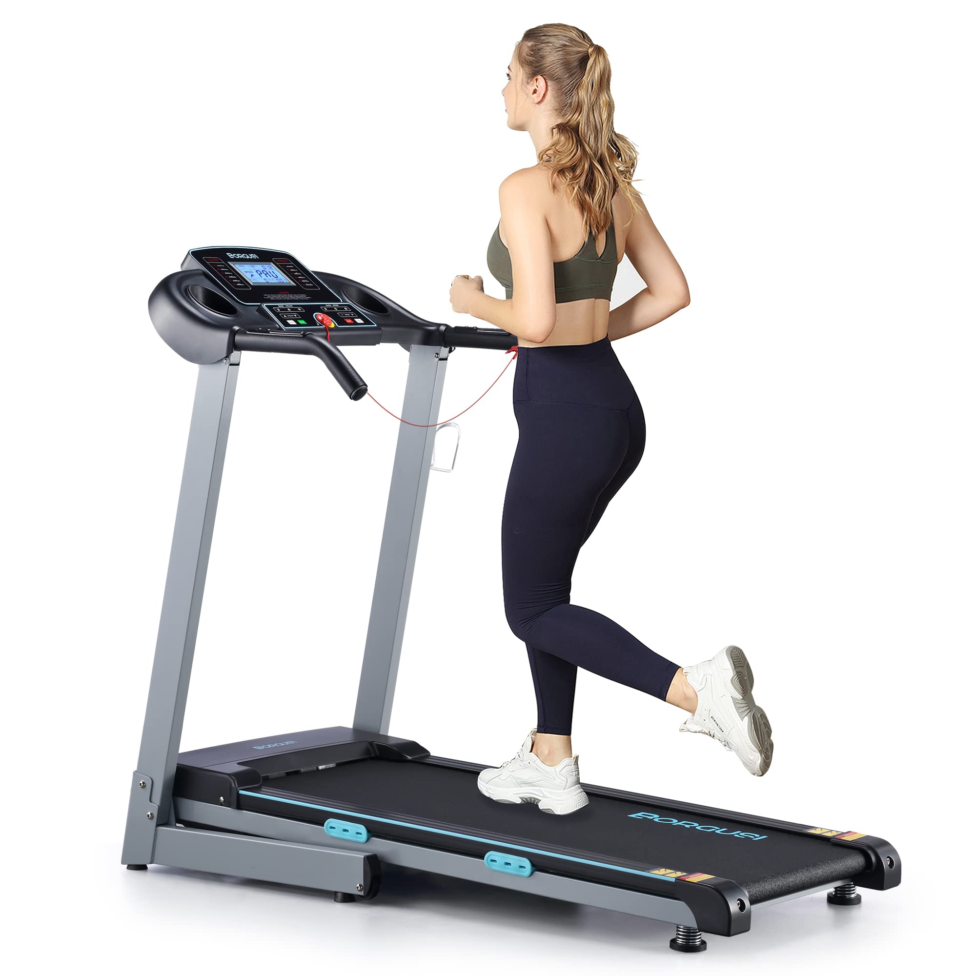 Treadmill with 12% Auto Incline and Bluetooth Speaker, 2.5 HP Electric Folding Treadmill Max 8.5 MPH Speed, 17.5" Wide Running Machine with 15 Preset Programs LCD Display for Home Use