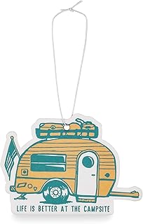 Camco Life is Better at The Campsite Air Freshener - Features Along the Shore Fragrance & Elastic Cord - Use in the Car or RV & Camper - Features Retro RV Design (53363)