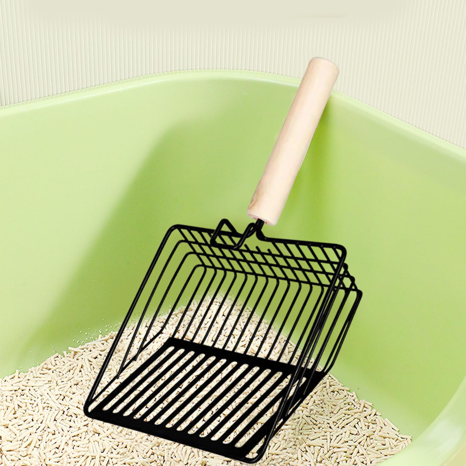 Pala para Arena de Gato, Pala de Arena for Gatos Metal con Mango Largo, ergonómica, Antideslizante, for Caja