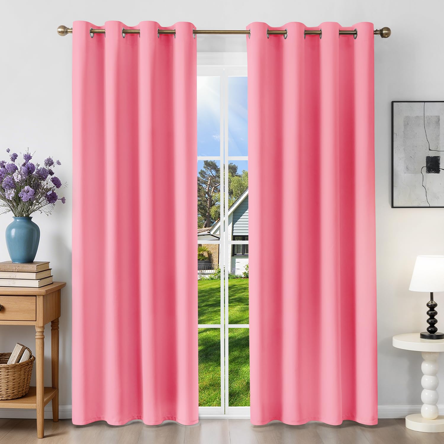 Runyéla Verdunklungsvorhänge mit Ösen Gardinen 2er Set, Vorhänge Blickdicht Thermovorhang Hitzeschutz, Ösenvorhang Thermogardine für Schlafzimmer Wohnzimmer Blackout Curtain