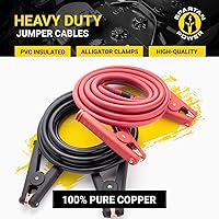 Vista 4 de Spartan Power - Cables para puente de batería de uso pesado con clips de cocodrilo, cable de cobre 100% puro, cables positivos y negativos