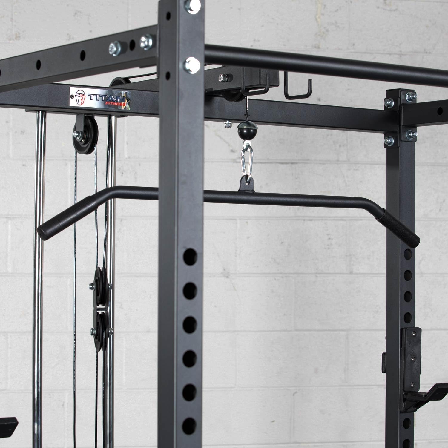 Titan Fitness T-2 Series 83" LAT Pulldown and Low Row Attachment, Plate-Loaded 300 LB Capacity, Space Saving Rack Mounted LAT Pulley Tower, Includes LAT Pulldown and Low-Row Handle