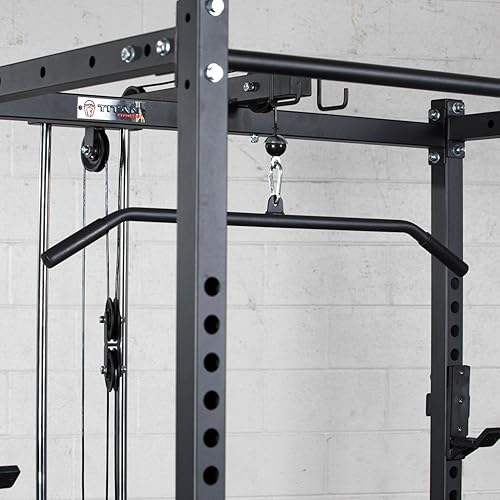 Miniatura 7 de Titan Fitness T-2 Series 71" LAT Pulldown y accesorio de fila baja, capacidad de 300 libras de capacidad, torre de polea LAT montada en bastidor que