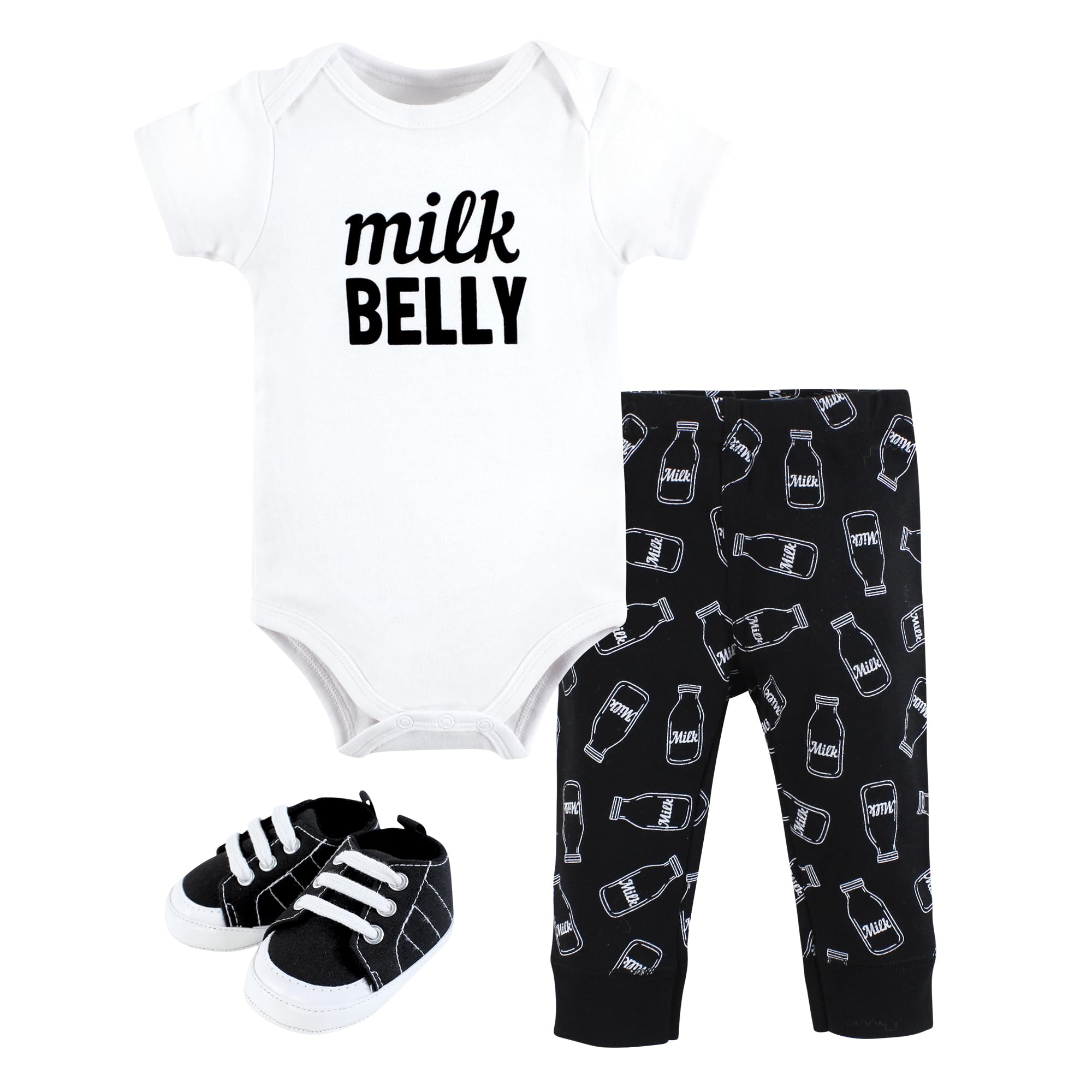 Hudson BabyBaby Cotton Bodysuit, Pant and Shoe Set