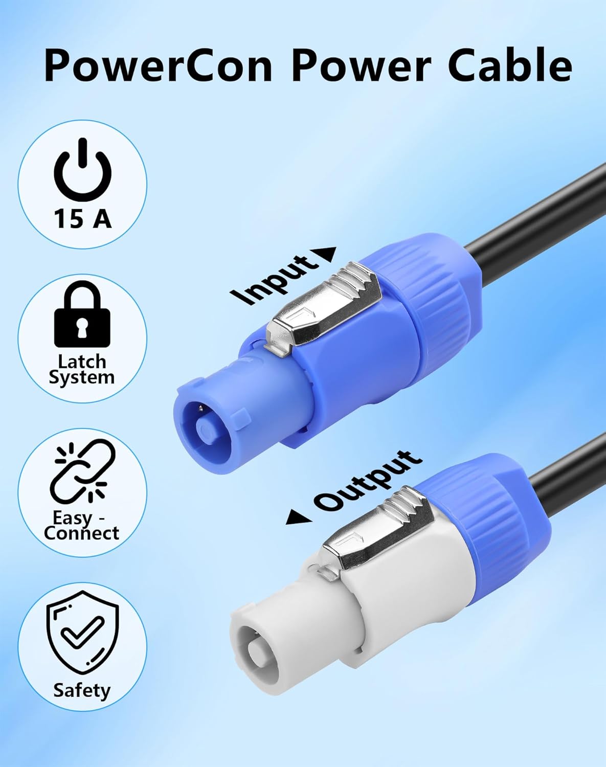 CERRXIAN PowerCon Power Cable, 16AWG AC PowerCon Input to PowerCon Output 3 Pin Power Extension Cable for Stage Lights, LED Screens, Moving Heads & Pro Audio and More (16.4ft/5m)