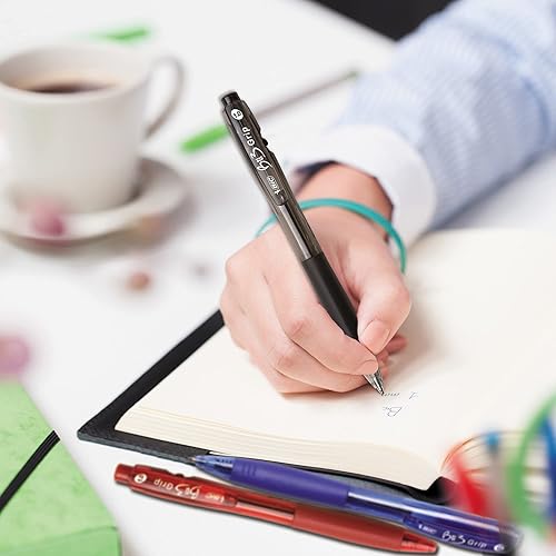 Miniatura 2 de BIC BU3 Grip - Bolígrafo retráctil, punta media (0.039 pulgadas), negro, bolígrafos retráctiles negros para escuela y oficina, 12 unidades