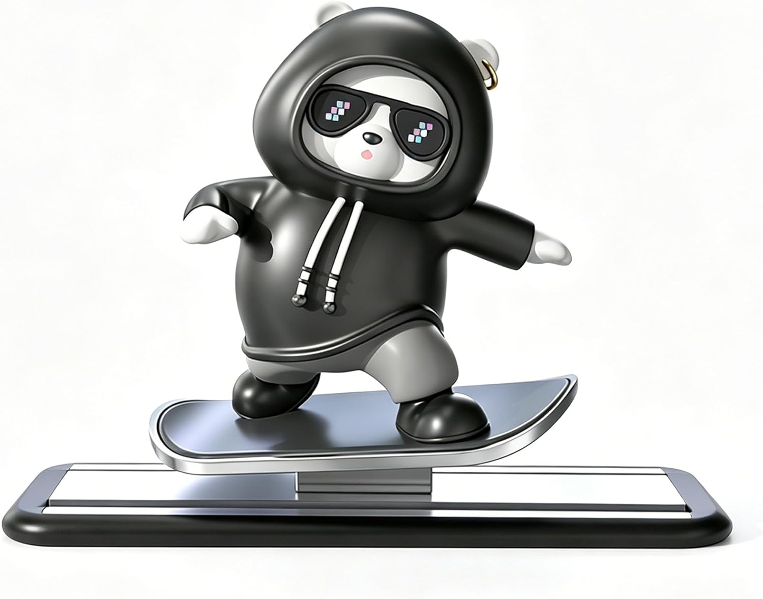 Kwak's Car Dashboard Decor-Skateboarding Bear Cute Funny Car Accessories for Men Women Dashboard Ornament for Car Interior (Black)