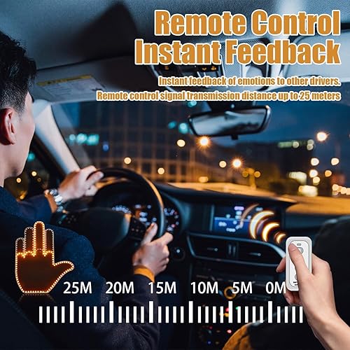 Miniatura 6 de VNHLOVO Luces LED de dedo para automóvil, luz de gesto, divertidas luces de advertencia multifuncionales, luz trasera para compartimiento de