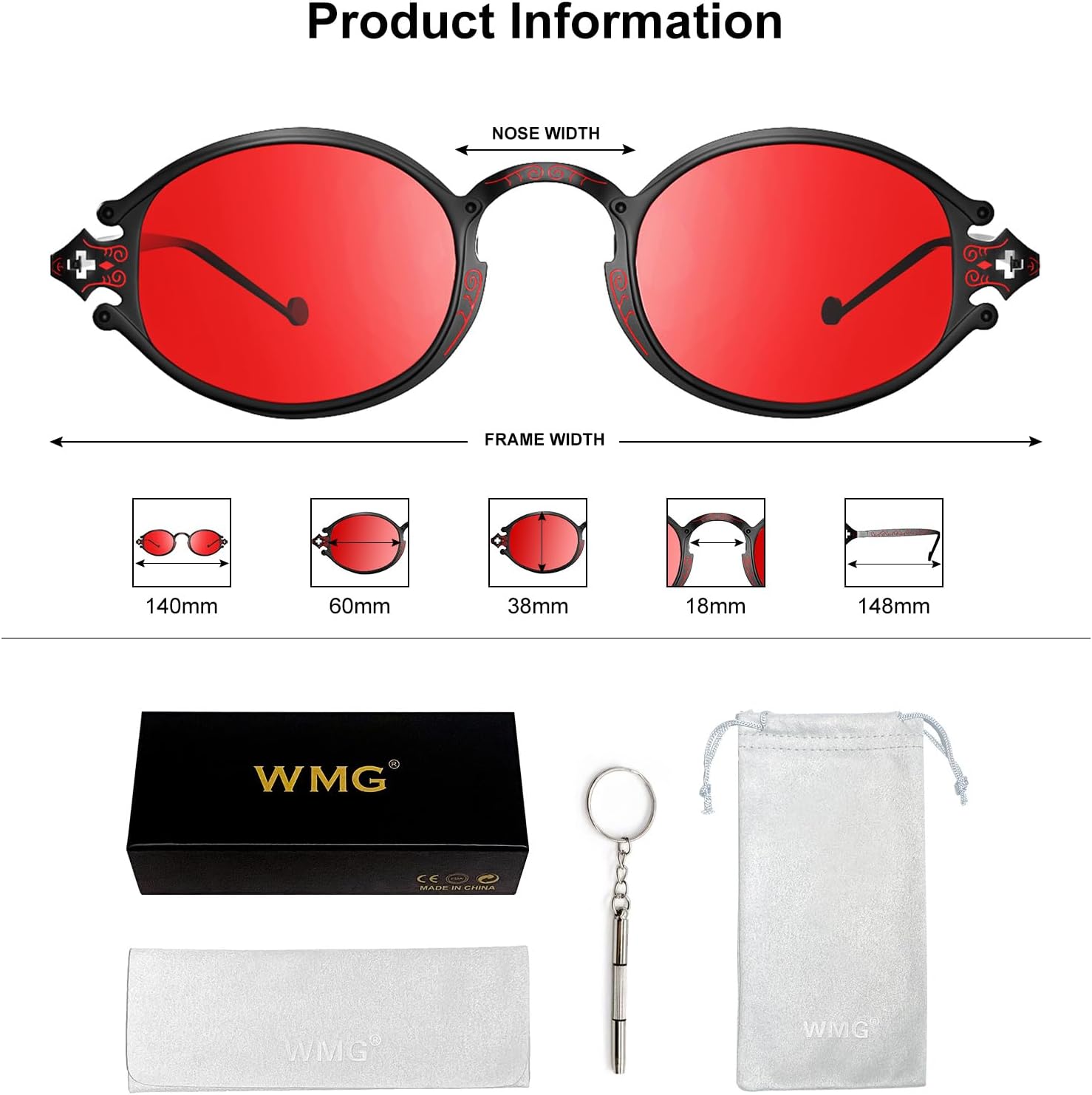 WMG Retro Oval Sunglasses for Men and Women- Small Hippie Glasses Steampunk Style Halloween - Image 7