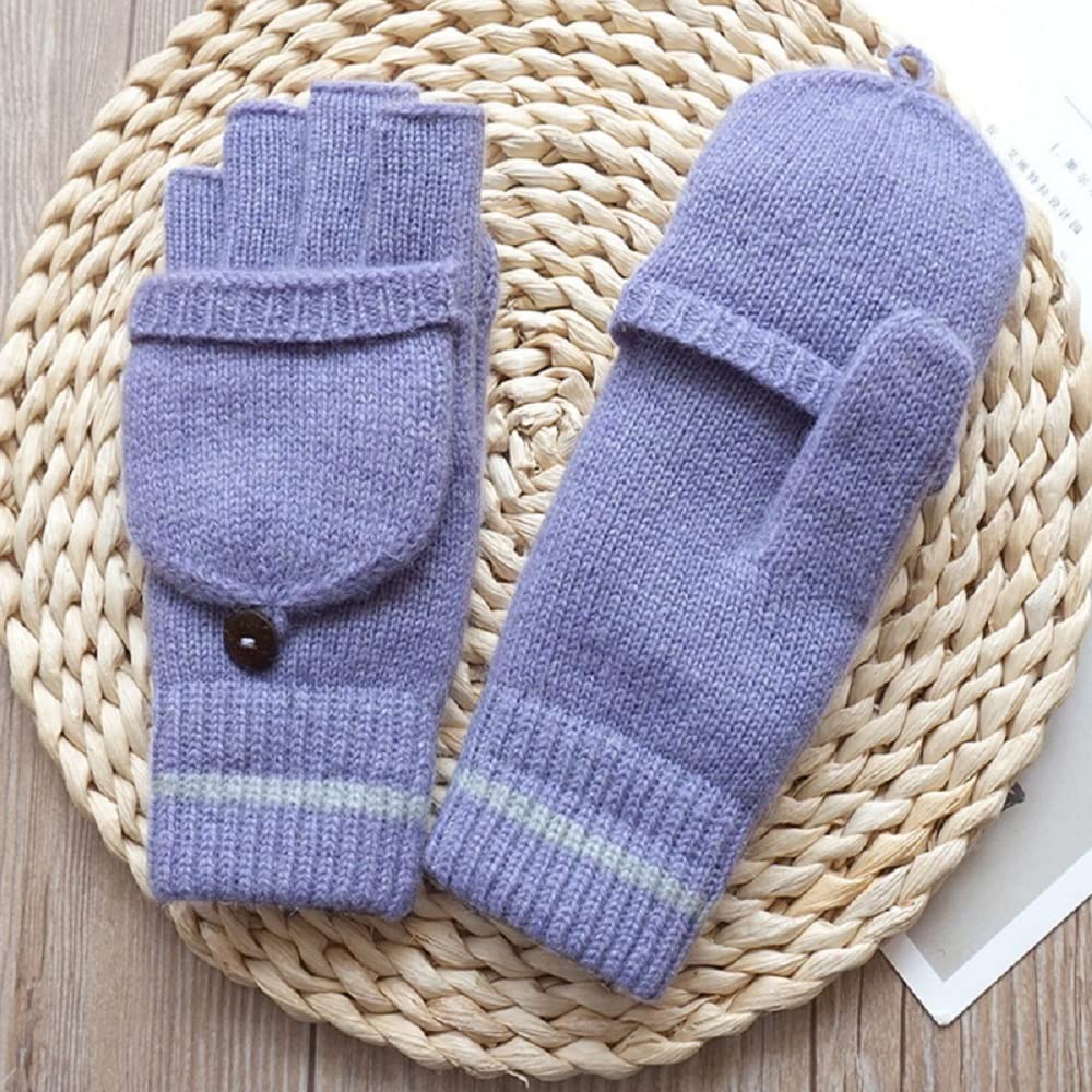 UNICOLD Guantes de punto sin dedos de invierno con aislamiento térmico, guantes convertibles cálidos con solapa para mujer