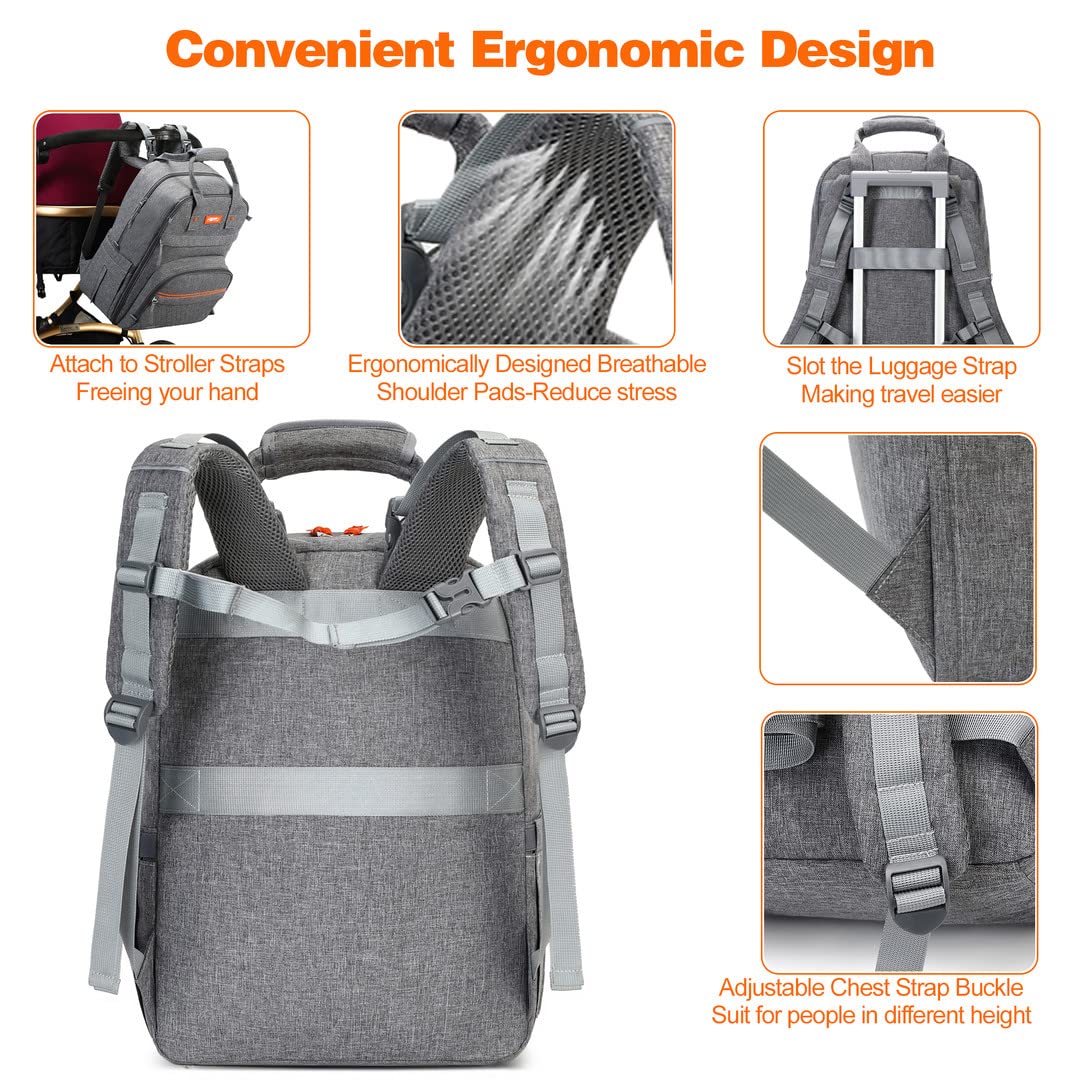 Homfu Diaper Bag Backpack Mommy Hospital Baby Bags for Girls Boys Laptop Travel Backpack Mom Dad Diaper Bag with Changing Pad Waterproof Maternity Baby Diaper Bag Tote - Image 4