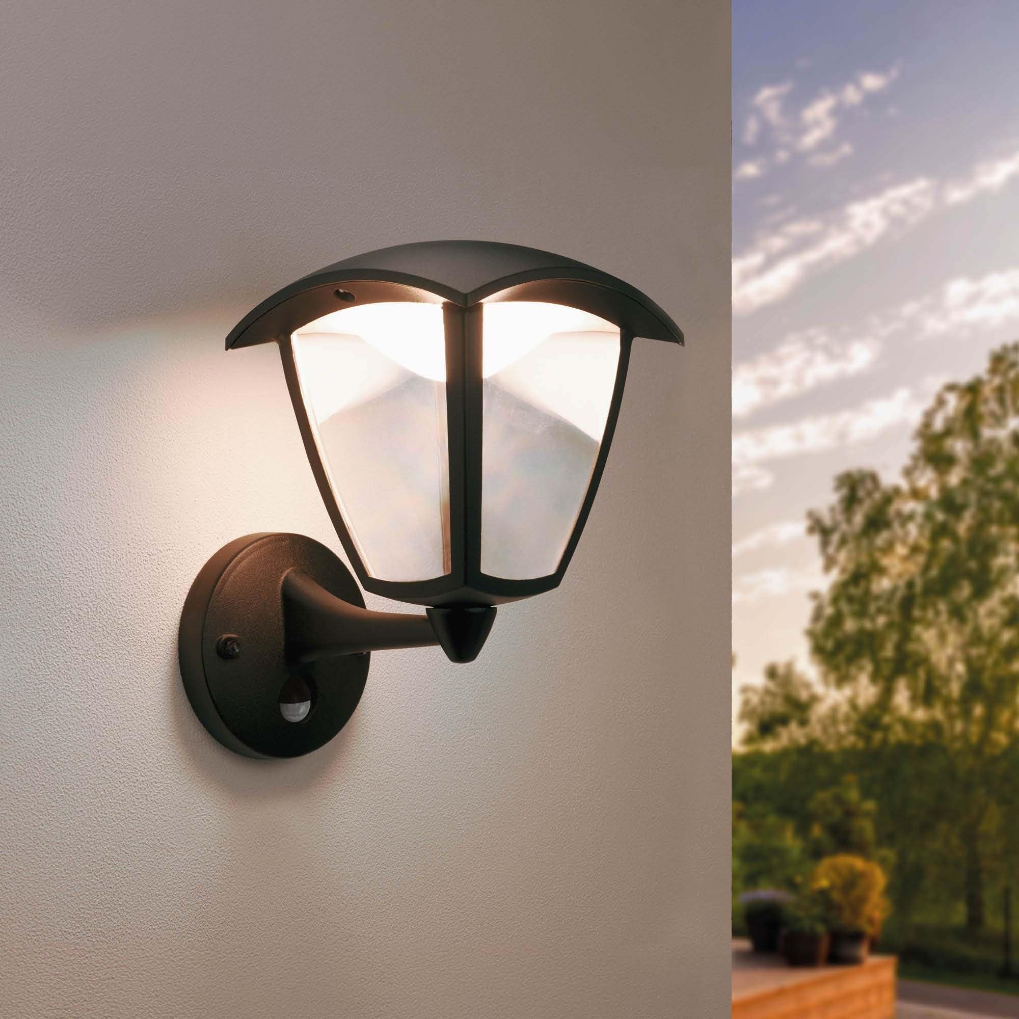 Ledvion Black - Led Wall Light Incl. Sensor, 3000K, 7W, Ip44, Outdoor Lamp, Outdoor Lighting