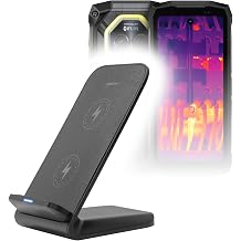 BoxWave Charger Compatible with Ulefone Armor Mini 20T Pro - Wireless QuickCharge Stand 15W, Desktop Viewing Wireless Charging - Jet Black