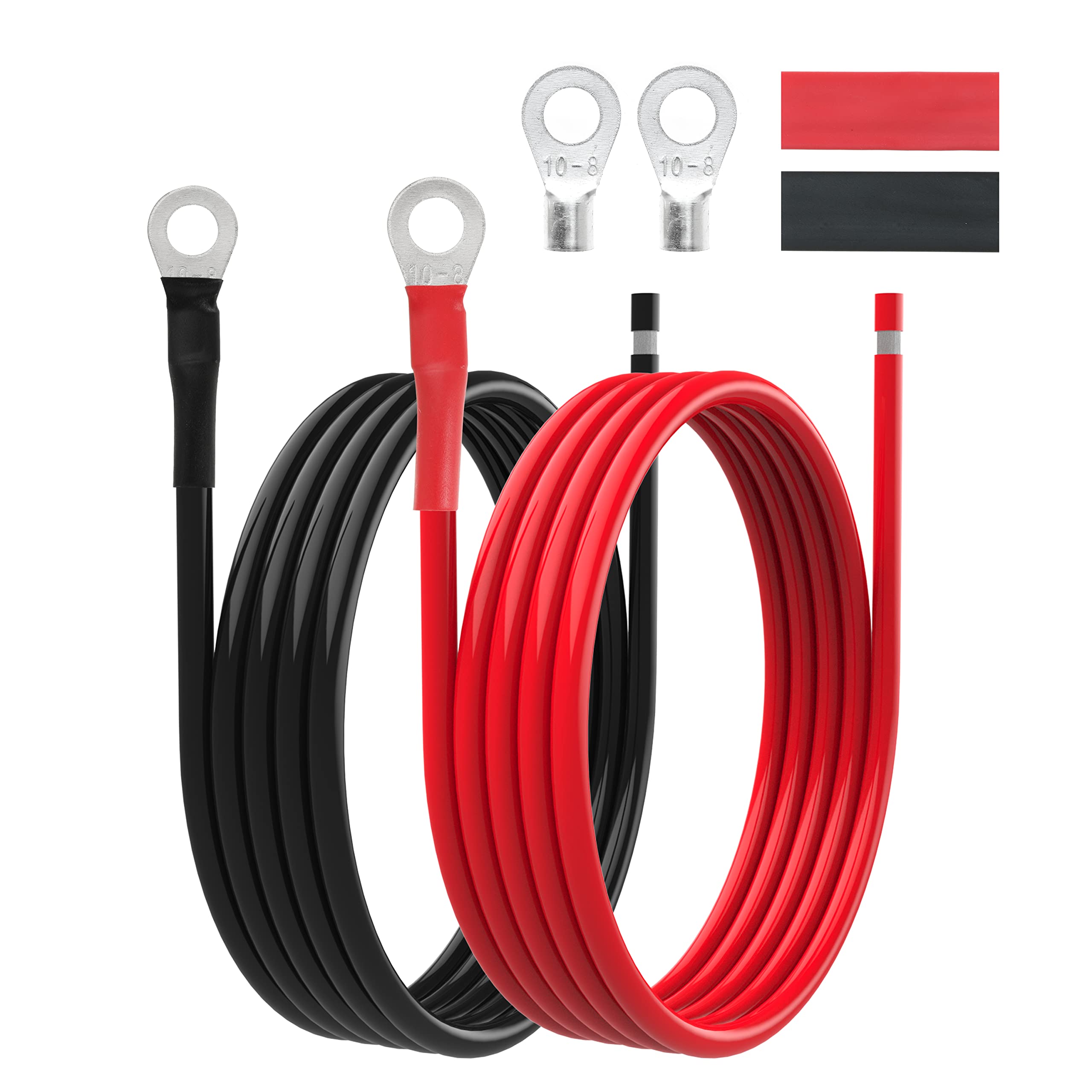 Gopayia 8 AWG Battery Cables 8 Gauge Solar Panel Wire Tinned Copper Extension Cable with 5/16'' Lugs for RV Solar Panel Car Automotive (8AWG 8FT)