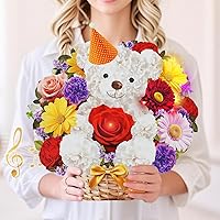 Vista 10 de Tarjetas de cumpleaños con música y luces, tarjeta desplegable de feliz cumpleaños, girasol y mariposa, ramo de flores de tamaño real de 10