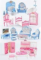 Vista 10 de 35 piezas de set de accesorios para muebles de casa de muñecas en miniatura, muebles pequeños para casa de muñecas, muebles en miniatura para casa