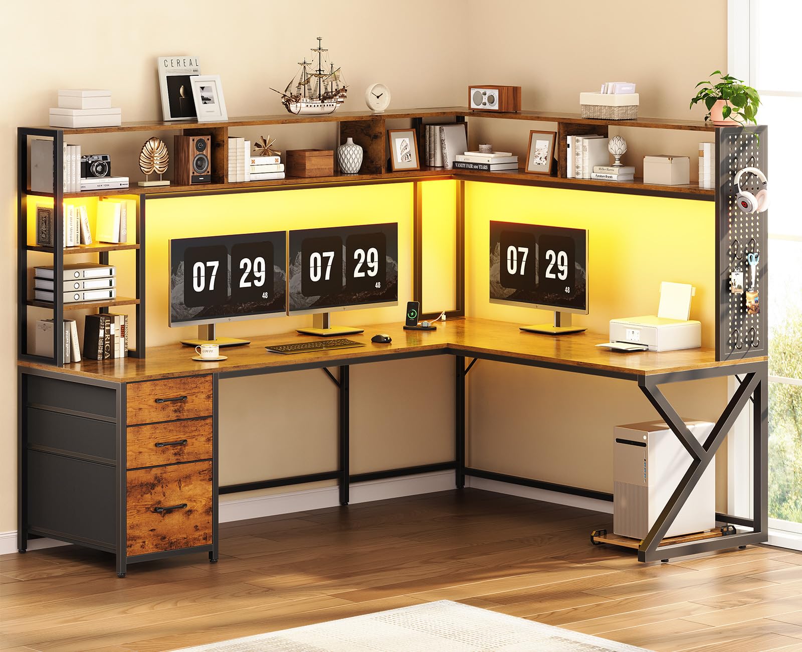 SEDETA L-Shaped Desk Hutch