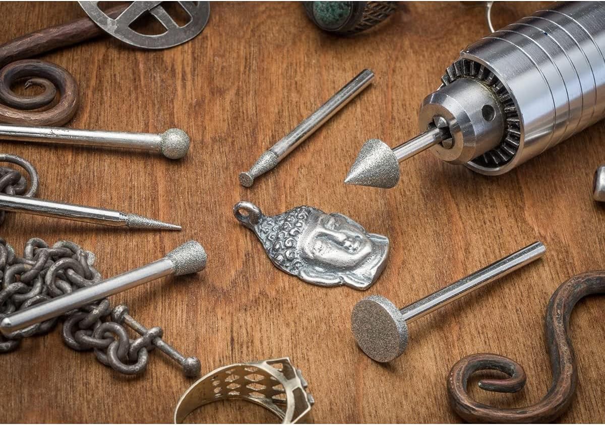 50pc Diamond Burr Bit Set for Rotary Tool 40 Grit