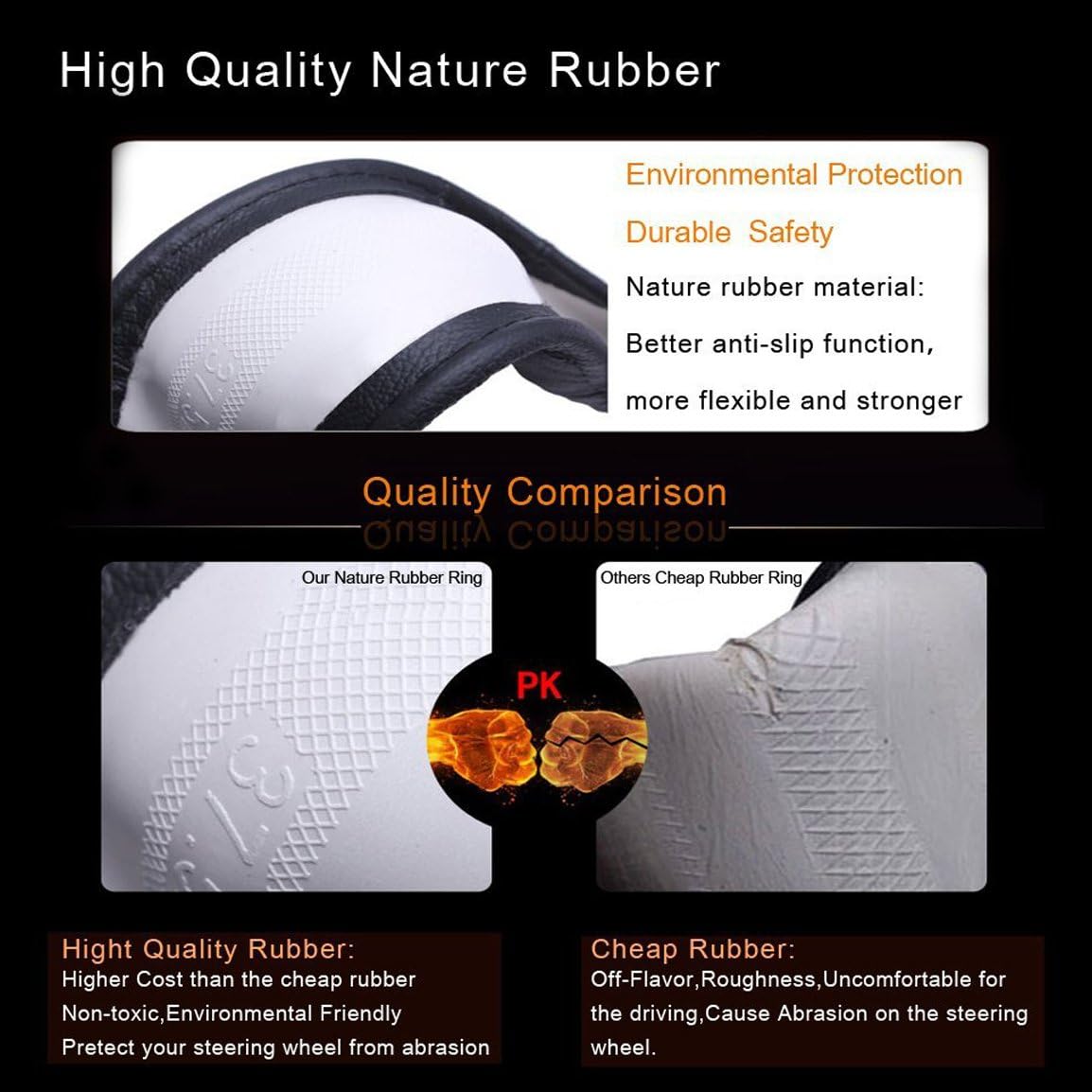 Leather Steering Wheel Cover 15 inch Universal - Soft Breathable Steering Wheel Wrap Black&Blue