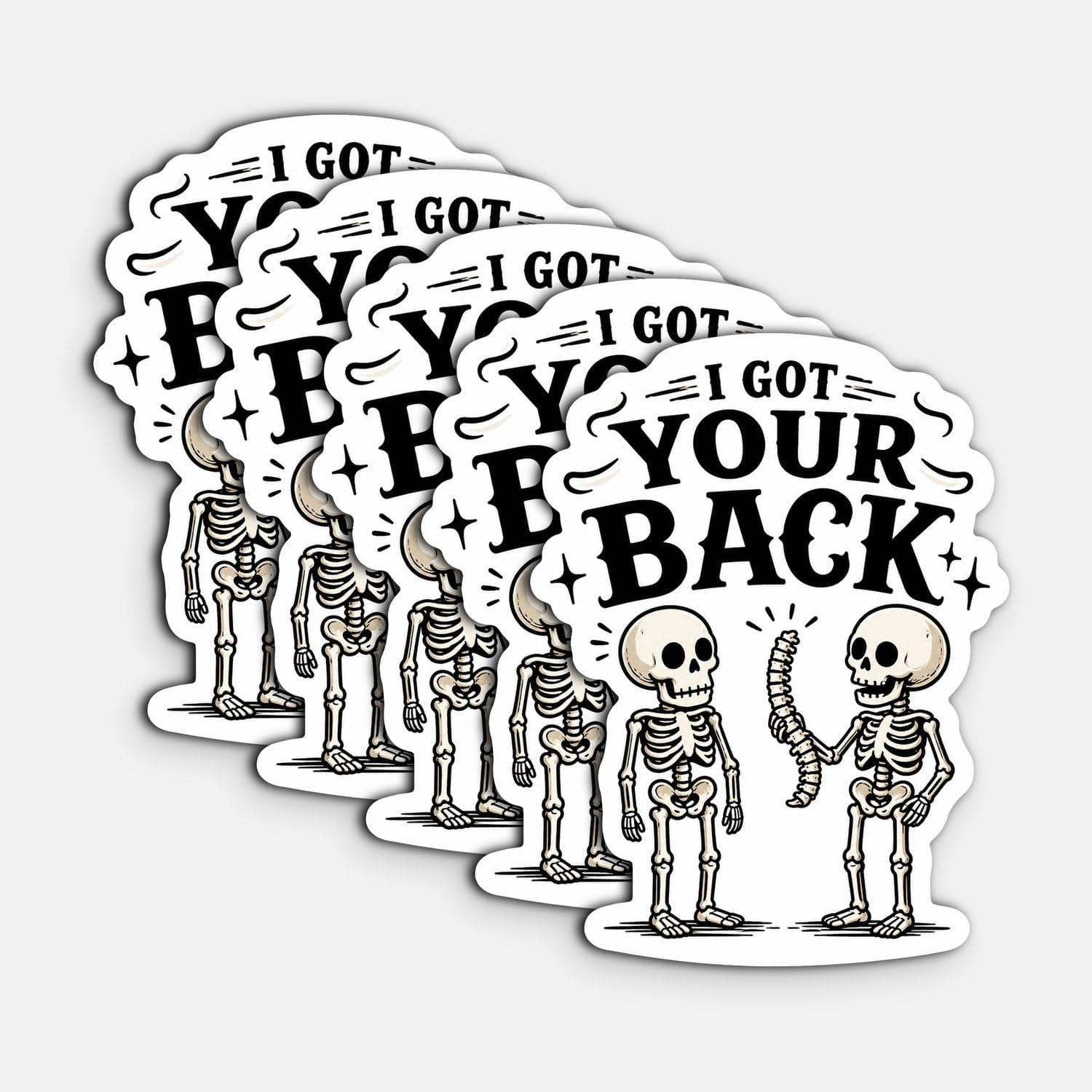 5Pcs I Got Your Back Sticker Funny Skeleton Joke 3in Waterproof Vinyl Decal