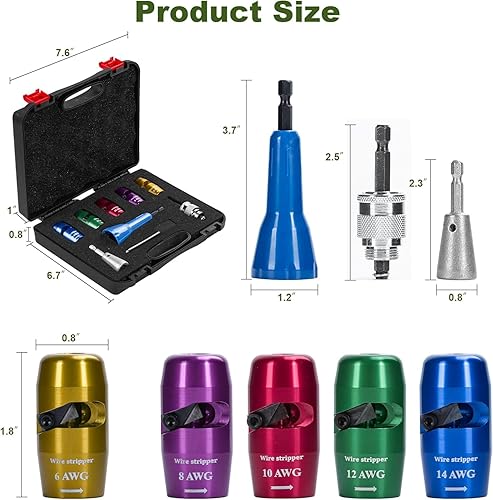 Miniatura 5 de Herramienta de pelacables para taladro, herramienta de pelado de cables mejorada 2025 y conector de torsión de cables para cortadores 6-14 AWG,