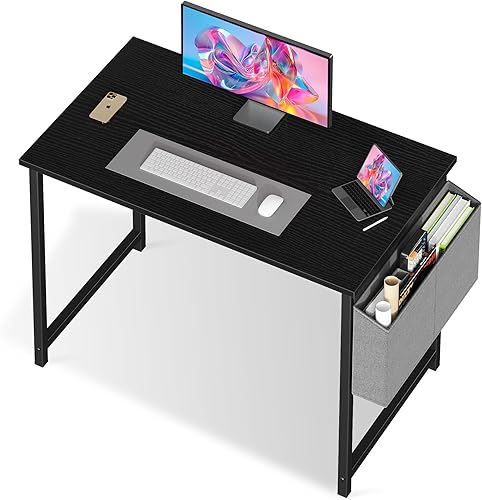 NEWBULIG Escritorio de computadora de 40 pulgadas, escritorio de oficina en casa para dormitorio, escritura, juegos, mesa de estudio con bolsa de