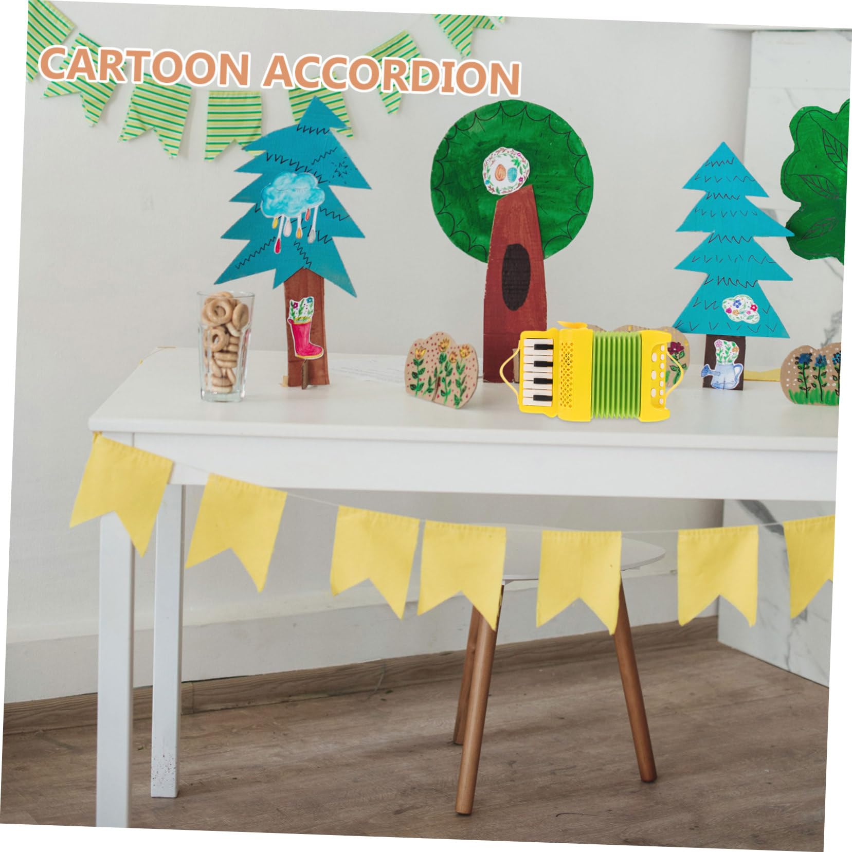 BESTonZON Strumento Musicale Giocattolo per Bambini in Plastica Gialla Controllo a Pulsanti, Migliora Coordinazione Dita per Attività Prescolari e Educazione Musicale Precoce