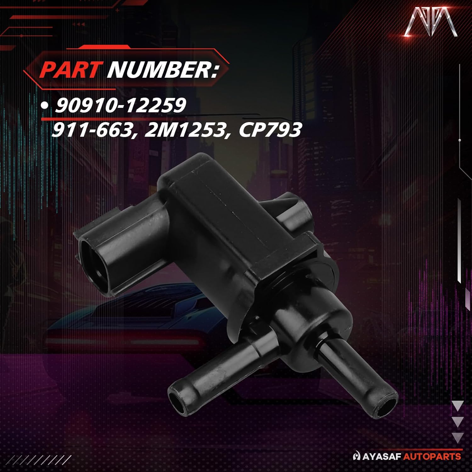 MAYASAF 911-663 Vapor Canister Purge Solenoid Valve fit for Toyota Camry 2003-04/Avalon 2005-06/Highlander 2004-05/Sienna 2004-06/Solara 2003-08, for Lexus ES330 Base 2004-06 3L/3.3L V6