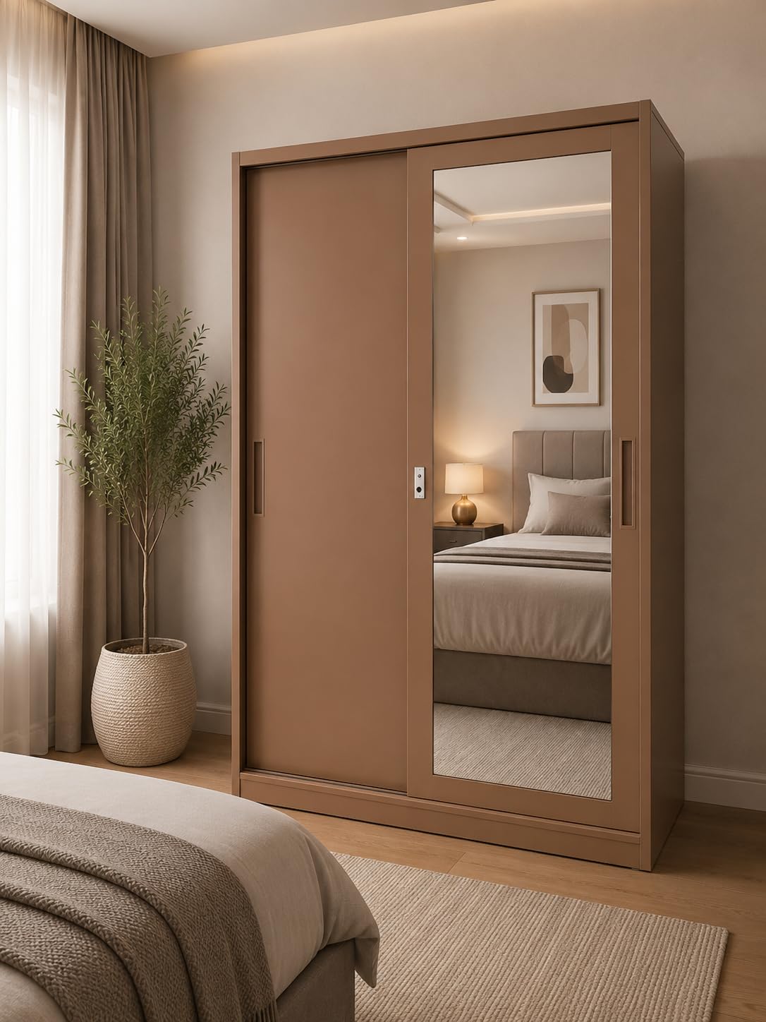 MS Foldable Sliding Wardrobe (Powder Pink) | Foldable Wardrobe, Wooden Finished,Plain Colours, Powder Coating, Easy Installation-image-47