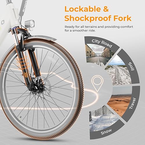 Miniatura 16 de Heybike Bicicleta eléctrica Cityscape 2.0 para adultos con pico de motor de 1000 W, batería extraíble de 468 Wh y hasta 50 millas 24 MPH, bicicleta