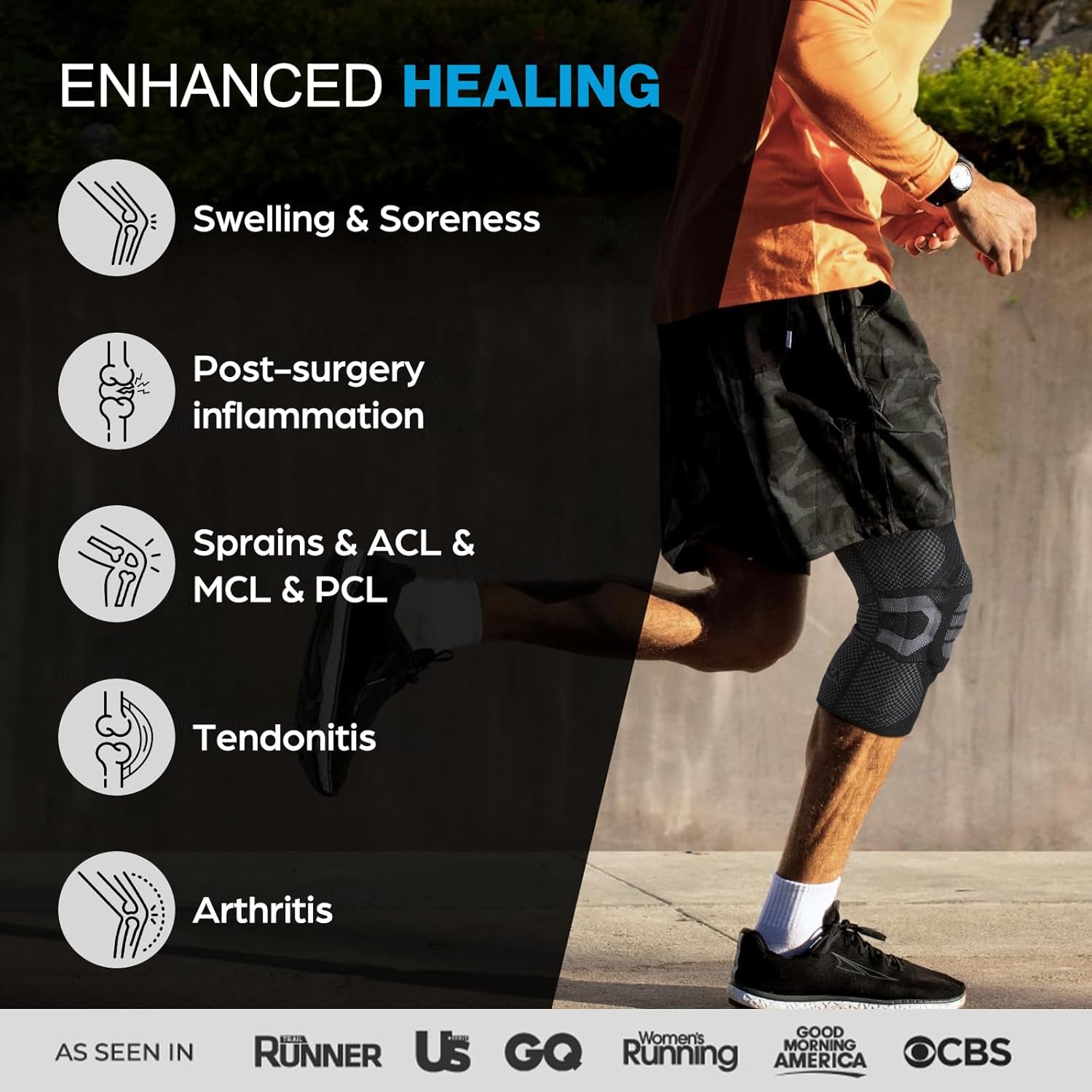 NEENCA Professional Knee Brace for Pain Relief, Medical Knee Compression Sleeve, Knee Support with Horizontal Knit Tech for Meniscus Tear, ACL, Arthritis, Joint Pain, Runner, Workout